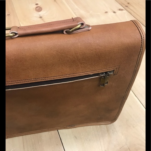 Skh leather laptop Briefcase d/orange/br,NWT - Picture 6 of 8